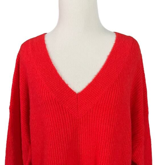 Ellos Oversized Neon Red Orange Sweater - Picture 4 of 9